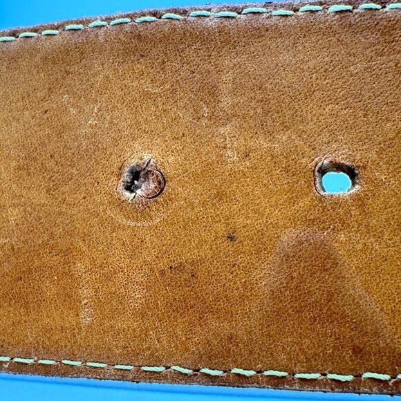 Leather Tan Camel Brown Belt Spain Womens Vintage  Size L - Picture 8 of 10